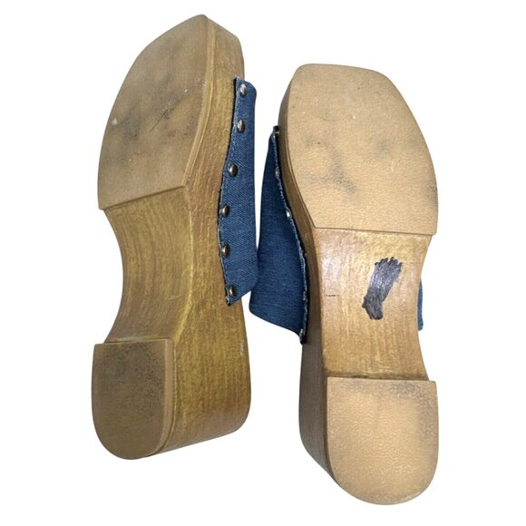 Rouge Helium Womens Denim Wood Clogs Size 7 - Picture 7 of 7